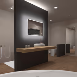 Miroir LED 80x70 cm Caractéristiques : Verre de 4mm Puissance lumen : 1650 Eclairage LED IP24 4W avec bouton ON/OFF tactile H ...