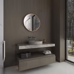 Caractéristiques : Miroir rond simple avec encadrement Miroir simple avec encadrement Encadrement finition cuivre Diamètre :  ...