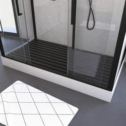 Aurlane - caillebotis en bois composite gris pour cabine rectangulaire - dimensions 153.5 x 70 x 3.2 cm