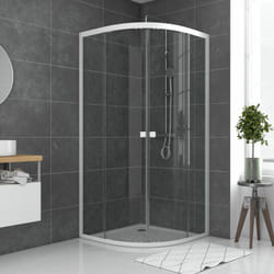 Paroi porte de douche 1/4 cercle blanc 90x90cm de largeur - verre transparent - whity round