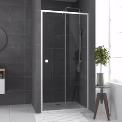 Description générale Porte de douche coulissante SLIDING 100, alliant élégance et fonctionnalité pour une salle de bain moder ...