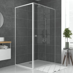 Paroi porte de douche blanc retour 80x185cm pour porte - verre transparent 5mm - whity side 80