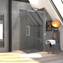 Aurlane - porte de douche carree - rolling chromed square 90x90