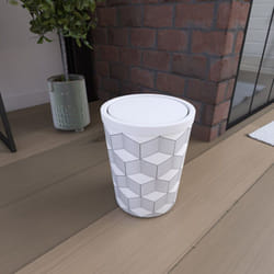 Aurlane - Poubelle imprimée géométrie avec couvercle oscillant Blanc Ø20 cmx(h) 24 cm