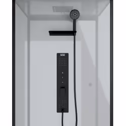 Cabine de douche Hydromassante 90x90x215 cm - Fonds Gris et Profilés Noir Mat - grey style