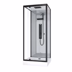 Cabine de douche Hydromassante 90x90x215 cm - Fonds Gris et Profilés Noir Mat - grey style