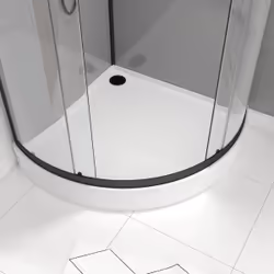 Cabine de douche 1/4 de cercle 90x90x215/230 cm - Fonds Gris Profilés Noir Mat - FOGGY