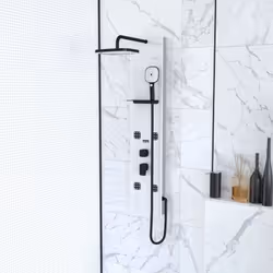 Elégante et efficace, cette colonne de douche en verre trempé saura satisfaire toutes vos envies pour une douche sensationnel ...