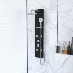 Colonne de douche avec 2 fond et 4 buses hydromassantes Noir 125 cm
