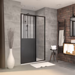 Pack comprenant une porte coulissante type Atelier WORKSHOP SLIDE 140 et un receveur blanc WHITENESS de 140x80 cm Caractérist ...