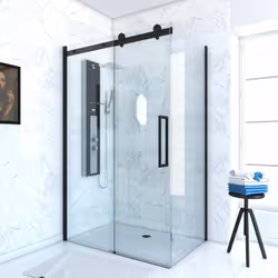 Description générale Ce pack comprend une porte coulissante et une paroi de retour de douche au style industriel, alliant des ...