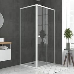Aurlane - pack porte de douche coulissante blanc 100x185cm + retour 90 verre transparent 5mm - whity slide 100