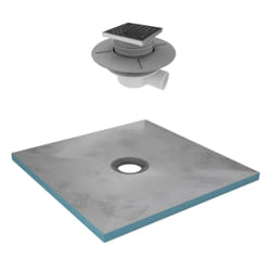 Receveur de Douche à Carreler 90x90 cm avec Bondes à Sortie Horizontale - Grille Inox