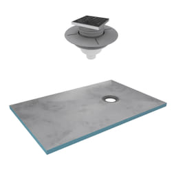 Receveur de Douche à Carreler 140x90 cm avec Bondes à Sortie Verticale - Grille Inox