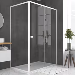 Caractéristiques de la porte de douche : Verre trempé 5mm transparent Structure en aluminium laqué blanc Ajustable 126.5 à 14 ...
