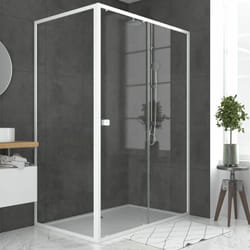 Aurlane - pack porte de douche coulissante blanc extensible 140x185 + paroi de retour 80cm + receveur - whity