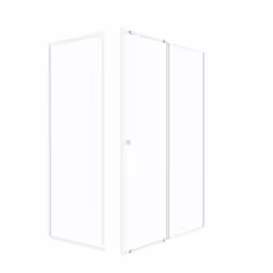 Pack porte de douche Coulissante blanc 140x185cm + retour 90 verre transparent 5mm - whity slide