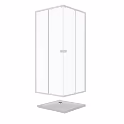 Pack porte de douche coulissante blanc de 78 à 90x185cm + receveur 80x80 - WHITY SLIDE