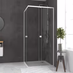 Pack porte de douche coulissante blanc de 78 à 90x185cm + receveur 80x80 - WHITY SLIDE - Vue supplémentaire 5