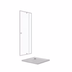 Pack porte de douche pivotante blanc de 78 à 90x185cm + receveur 80x80 - WHITY PIVOT