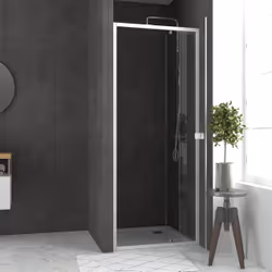 Pack porte de douche pivotant blanc de 78 à 90x185cm + receveur 90x90 - WHITY PIVOT - Vue supplémentaire 5