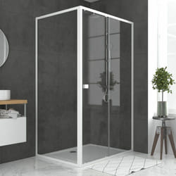 Aurlane - pack porte de douche coulissante blanc 120x185 cm + paroi de retour 80cm + receveur à poser - whity