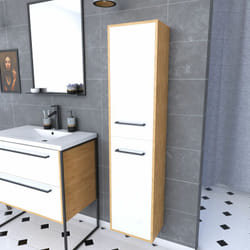 Aurlane - meuble colonne de douche 30x35 cm suspendu - 2 portes finition blanc mat