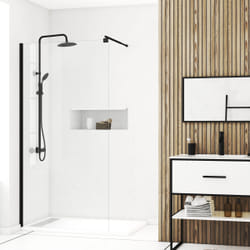 Paroi de Douche 100x200cm - Verre Trempé Transparent 8mm - Profilé Noir - freedom 2 black