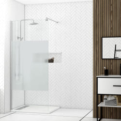 Paroi de Douche 100x200cm - Verre Trempé Dépoli 8mm - Profilé Chrome - freedom 2 frosted