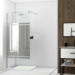 Paroi de Douche avec Bande Miroir 100x200cm - Verre 8mm - Profilé Chrome - freedom 2 mirror