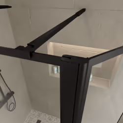 Paroi de Douche avec Volet Pivotant - Cadre et Bras Alu. noir mat - 90+40x200cm - dark contouring