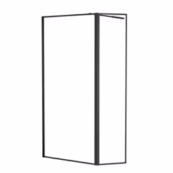 Paroi de Douche avec Volet Pivotant - Cadre et Bras Alu. noir mat - 90+40x200cm - dark contouring