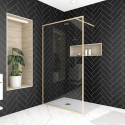 Paroi de douche 120x200 cm - cadre et bras aluminium or doré brossé - goldy contouring