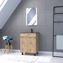 Ce meuble de salle de bain TIMBER, fonctionnel et tendance est composé de : Un caisson meuble 60 : Meuble en MDF et mélaminé  ...