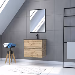 Ce meuble de salle de bain TIMBER, fonctionnel et tendance est composé de : Un caisson meuble 60 : Meuble en MDF et mélaminé  ...