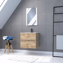 Ce meuble de salle de bain TIMBER, fonctionnel et tendance est composé de : Un caisson meuble 60 : Meuble en MDF et mélaminé  ...