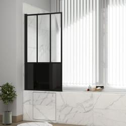 Pare Baignoire Pivotant 140x80cm Type Industriel - Profilé Noir Mat - Verre Trempé - GLASSY SCREEN