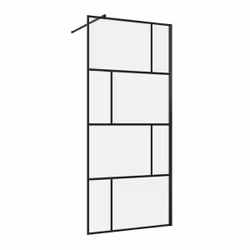 Paroi de douche a l'italienne sérigraphie type brique + barre de fixation - 80x195cm - verre 5mm