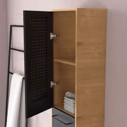 Aurlane - Colonne de salle de bains au style indus Noir 35x32x150 cm - Noir