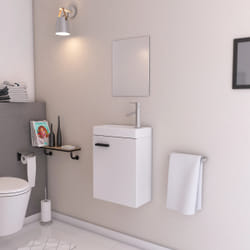 Ensemble Meuble Lave Mains Blanc 41x50x22cm + Miroir - smally white