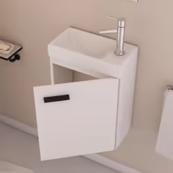 Ensemble Meuble Lave Mains Blanc 41x50x22cm + Miroir - smally white
