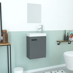 Ensemble Meuble Lave Mains Gris 41x50x22cm + Miroir - smally grey