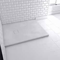 Description générale Receveur de douche blanc en résine SMC effet pierre, conçu avec une pente diamant pour un drainage optim ...