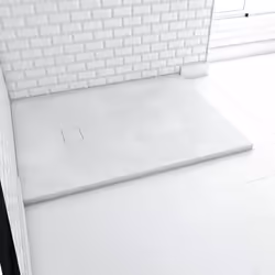 Description générale Receveur de douche blanc en résine SMC effet pierre avec pente diamant, idéal pour apporter une touche m ...