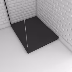 Description générale Receveur de douche noir en résine SMC avec effet pierre, doté d'une pente diamant pour un drainage optim ...