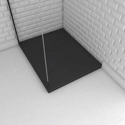 Receveur à poser en matériaux composite smc - finition ardoise noire - 70x90cm - rock 2 black 70