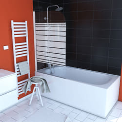 Pare-baignoire Pivotant 70x120cm - 2 Volets Noir Mat - Verre Trempé 4mm - DUPLO