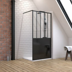 Ensemble douche à l'italienne avec receveur blanc caniveau 80x100 + paroi atelier 100cm