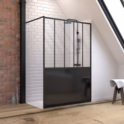 Caractéristiques de la paroi : Barre de maintien en aluminium noir mat extensible 70-100cm Structure en aluminium laqué noir  ...