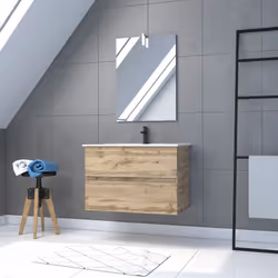 Ce meuble de salle de bain TIMBER, fonctionnel et tendance est composé de : Un caisson meuble 80 : Meuble en MDF et mélaminé  ...